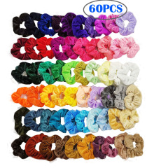 amazon hot fancy custom women girls 50pcs Solid color Elastic velvet hair ties scrunchies