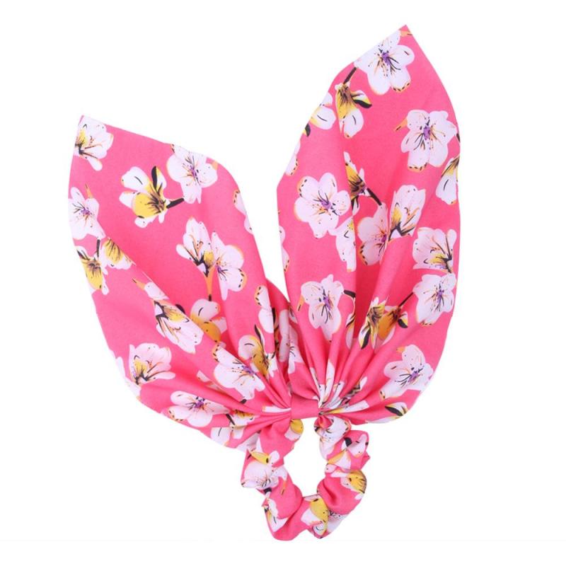 Printed Fabric Elastic Hair Bands Bowknot Hair Ties Ponytail Holder Scrunchies For Women