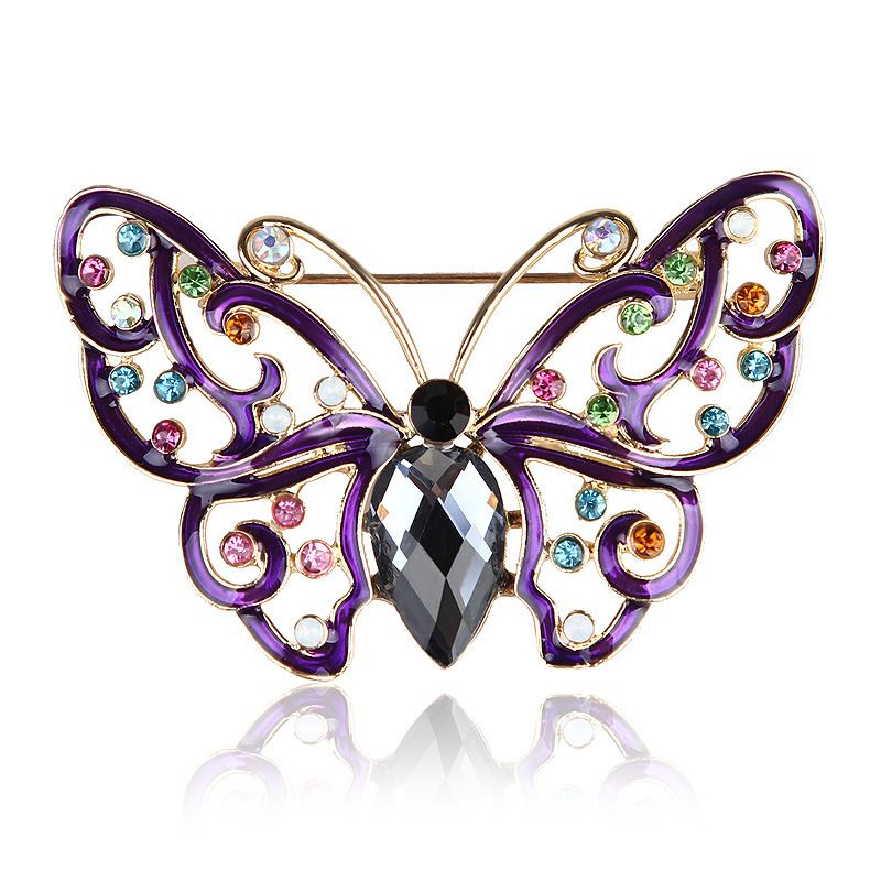 High Quality Trendy Women Jewelry Wedding Hollow Rhinestone Butterfly Brooches