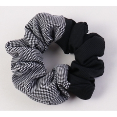 New simple houndstooth striped two-color stitching fabric scrunchies hair ties