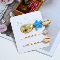 Summer Beach Fashion Pearl Shell Starfish Hairpins Hair Clips For Women