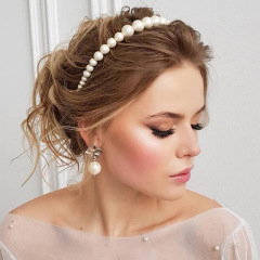 New Victoria vintage pearl crystal rhinestone metal wedding women hair hoop