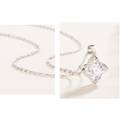 fashion valentine's day christmas gift jewelry women zircon 925 silver necklace chain