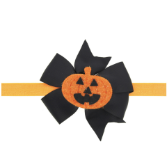 Hot selling halloween wholesale pumpkin elastic kids girls hair accessories headnads
