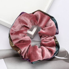 fashion high-end super shiny bling bling seam girls velvet elastic scrunchy hair ties