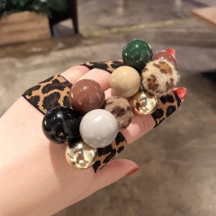 Simple korean elastic head ropes leopard print hair tie bracelet diy for female