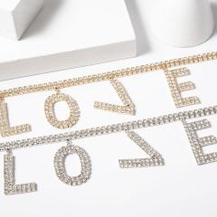 wholesale jewelry bling bling chain crystal LOVE letter choker for women