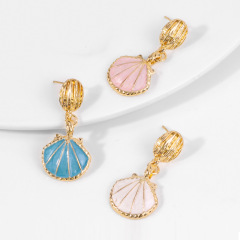 New fashion gold plated shell alloy eardrop oil drip earring ladies earrings New fashion gold plated shell alloy eardrop oil drip earring ladies earrings