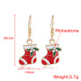 Trendy new rhinestone alloy oil drip paint christmas stocking women hook earrings Trendy new rhinestone alloy oil drip paint christmas stocking women hook earrings