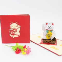 Luxury Custom printing boy girls birthday party post cat 3d pop up cards