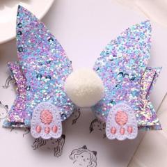 DIY kid candy colors cartoon bling hair clip glitter hair bow pin