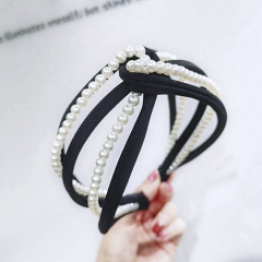 Vintage custom hair accessories fabric knot elastic pearl hair band