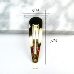 Korean hot sale gold and silver plated metal drop shape clip bangs baby hair pins clip