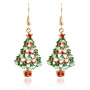 Custom trendy small wholesale women hook oil drip paint alloy christmas tree earrings Custom trendy small wholesale women hook oil drip paint alloy christmas tree earrings