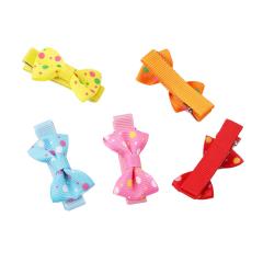 Colorful Hot baby girls personalized fabric flowers dot ribbon bow hair pin