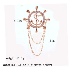 2020 INS amazon korean alloy rhinestone crystal cheap men's male brooches for men's suit