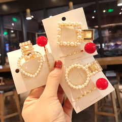 Wholesale fashion custom cute women girls heart circle metal pearl hair clips