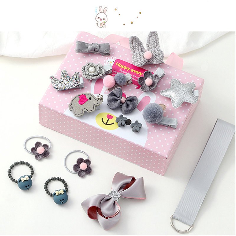 48pcs girls cartoon  bow hair clip hairpin hair band set with box
