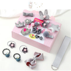 48pcs girls cartoon bow hair clip hairpin hair band set with box