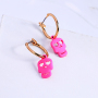 Halloween jewelry plastic pink jewelry 925 sterling silver small skull earrings