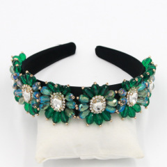 Vintage European and American Baroque fashion woman girls flower crystal headband