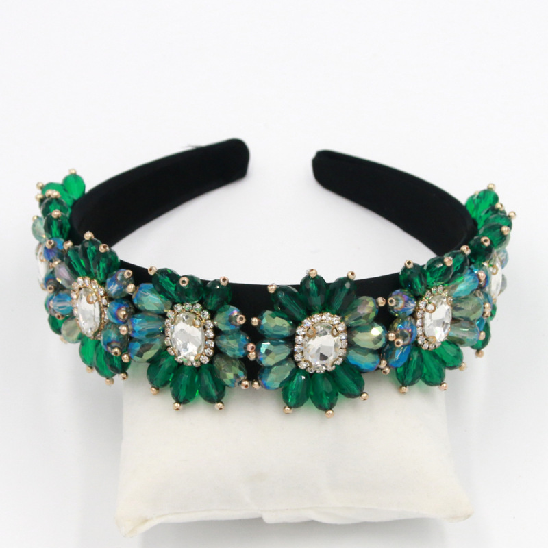Vintage European and American Baroque fashion woman girls flower crystal headband