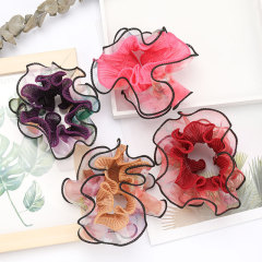 2020 Summer Women Hair Accessories Elastic Wrinkle Lace Flower Hair Scrunchies