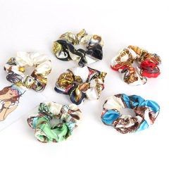 Scrunchy Elastic Ponytail Holder Silk print women Hair Bow hair ties