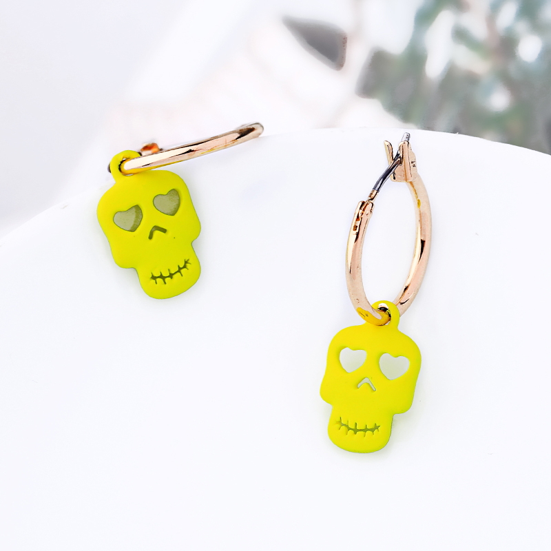 Halloween jewelry plastic pink jewelry 925 sterling silver small skull earrings