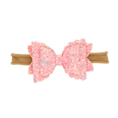 Wholesale kids hair accessories three-layer bow sequin nylon girls baby headband