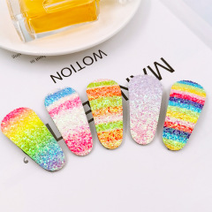 2020 fashion baby hair accessories rainbow gradient sequins hair clips for girls