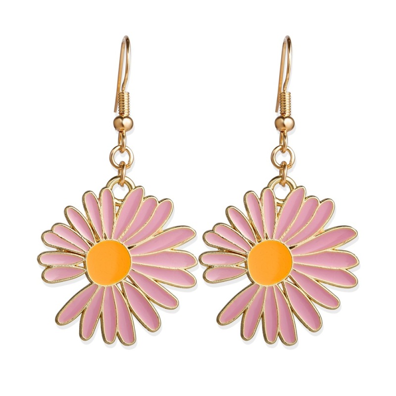 New Design INS Hot Summer small fresh alloy girls sunflower long daisy earrings