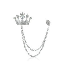 wholesale Alloy Silver England Tassels Chain crown rhinestone brooches for men Suit Jewelry brooch stick pin wholesale Alloy Silver England Tassels Chain crown rhinestone brooches for men Suit Jewelry brooch stick pin