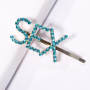 Fashion Custom Women Glitter Colorful Rhinestone Word  Alloy Letters Hairpin