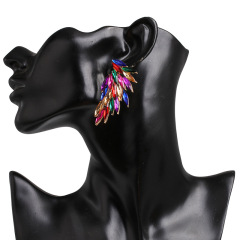 2020 new fashion korean girls jewelry statement colorful crystal rhinestone wing earrings for women