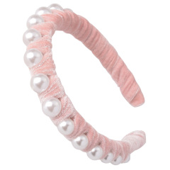 2020 new baroque women pearl hairband gold Hair Accessories Headwear Velvet big pearl headband
