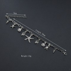 2019 Korean style silver 925 foot jewelry sea shell star anklets chains for women