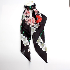 Popular hot sale long scarf print ribbon women girls bowknot Hair Scrunchies