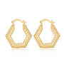 Wholesale  women thread plating 18k gold fashion copper hexagon hoop earring