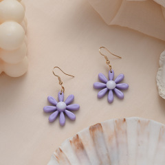 2020 Korean fashion ins hot purple sweet girl geometric flower acrylic Earrings