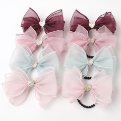 New glitter sequin love gauze duckbill clip solid color elastic mesh bow hair rope New glitter sequin love gauze duckbill clip solid color elastic mesh bow hair rope