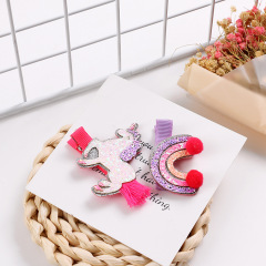 Custom metal alligator sequin glitter bling kid unicorn hair clip