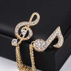 2020 INS amazon korean alloy rhinestone corsage double mens brooch chain for man suite with chain