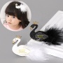 Wholesale princess temperament fashion two colors lovely swan children hairgrip with feather Wholesale princess temperament fashion two colors lovely swan children hairgrip with feather