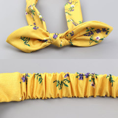 2pcs Rabbit ear mommy and me elastic fabric flowers hair band headbands