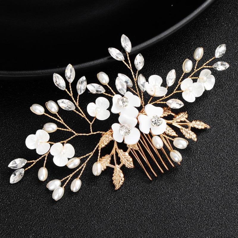Bride Rhinestone Jewelry Pearl Hair Accessories Wedding Bridal Hair Combs