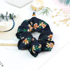 wholesale custom spring and summer ladies printed elastic rubber hair ties for girls