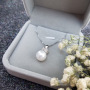 Korean fashion valentine's day christmas gift jewelry silver women 925 pearl long necklace
