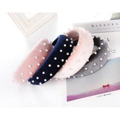 2020 amazon ins designer thick sponge velvet wide pearl hairbands headbands for women girls