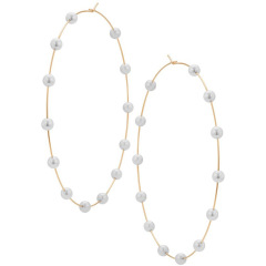 New arrive Gold sliver round big baroque jewellery big pearl hoop earrings